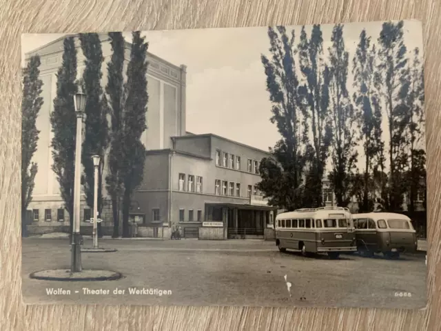 alte seltene AK Wolfen - Theater der Werktätigen gelaufen 1961
