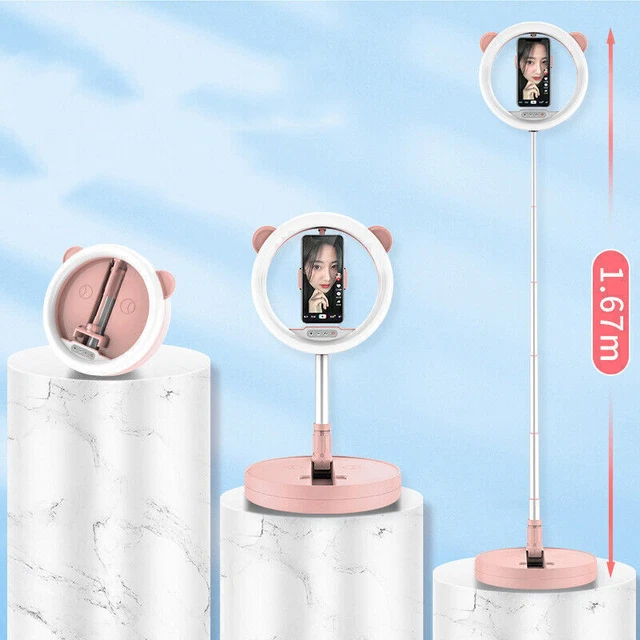Anillo de luz plegable LED para selfie con soporte para trípode y soporte para teléfono celular para transmisión en vivo