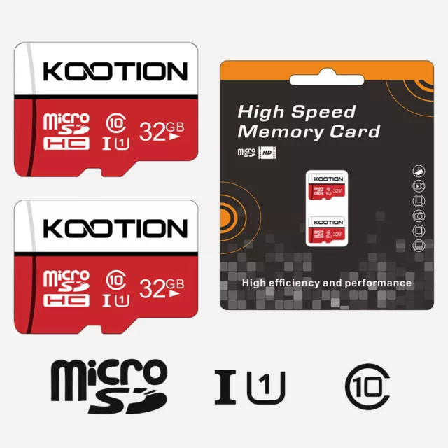 Kootion Micro SD Card 32GB 2Pack Ultra SDHC Class 10 Memory Card W+ Free Adapter