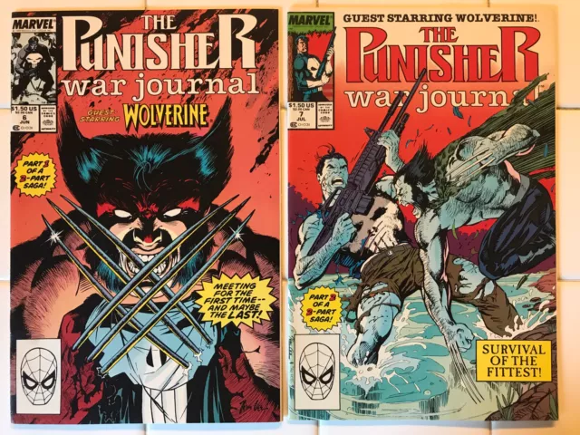 Punisher War Journal Vol 1 #6-7 1st Vs Wolverine! NM 1st Prints! Marvel 1989