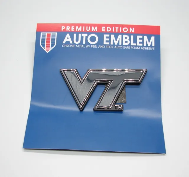 Virginia Tech Hokies Emblem Sticker Decal Premium Heavy Duty Chrome Metal