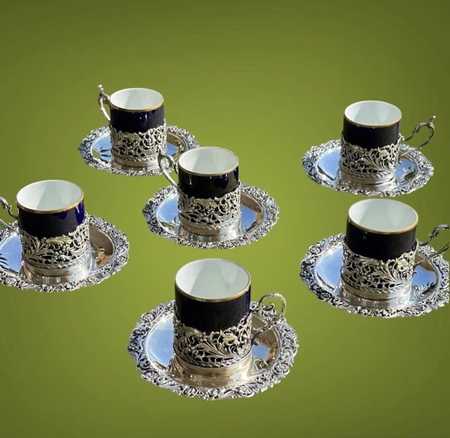 Ensemble 6 tasses/sous tasses à café Kiln Craft Made in England années 70