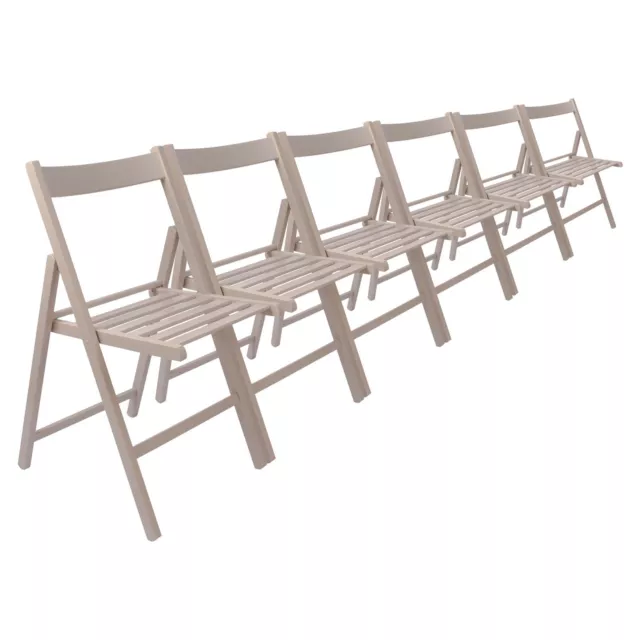 6x Gris Tourterelle Chaise Pliante en Bois Pliable Gain de Place À Lattes Bureau