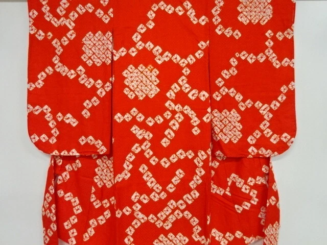 82480# Japanese Kimono / Antique Juban For Girls / Shibori / Abstract Pattern