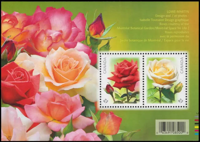 Canada Stamps Souvenir Sheet of 2 , Roses, #2727 MNH