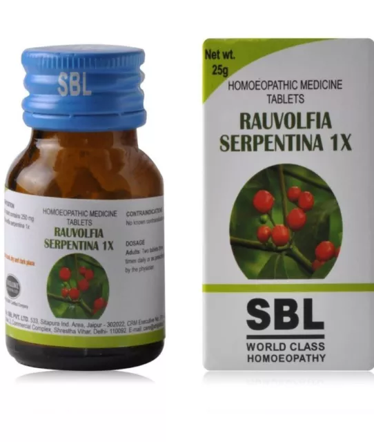 SBL Homeopático Rauwolfia Serpentina 1X Tabletas (25gm) Regula Presión Arterial