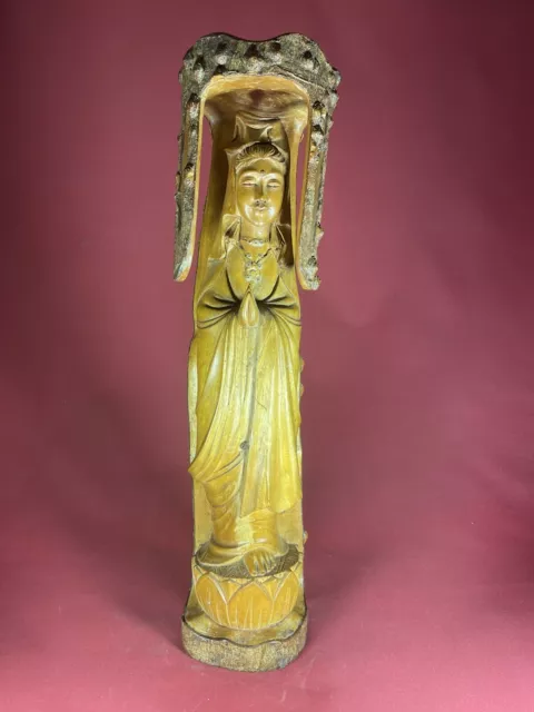 China Guanyin Göttin Holz Skulptur Schnitzei Orig Handarbeit Alt Antik