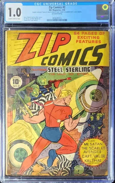 Zip Comics #2 Charles Biro Cover CGC 1.0 MLJ Magazines 1940