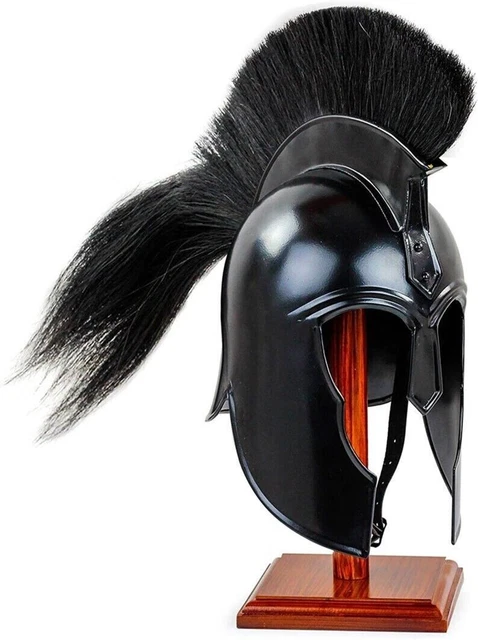 Medieval Greek Corinthian Helmet Black Great Spartan Warrior Movie Helmet Larp