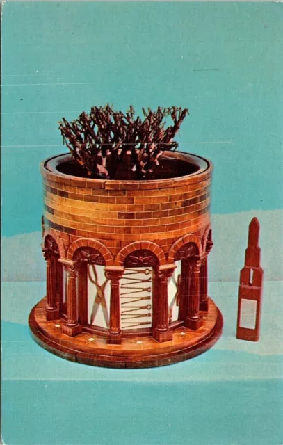 Scenic Display Carved Round Tower Plier Tree Piece Wood Postcard Unused UNP VTG