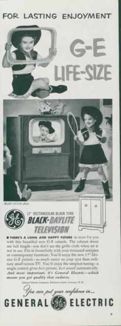 1951 GE Television TV On Cowgirl Lasso Boots General Electric Vtg Print Ad BH1