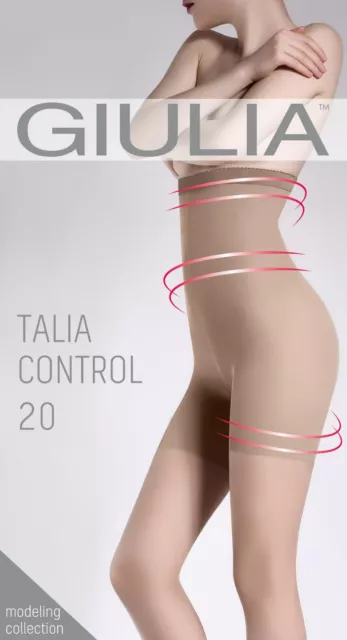 Giulia Talia Control hochtaillierte 20 Denier undurchsichtige Strumpfhosen + Silikonband zum Halten