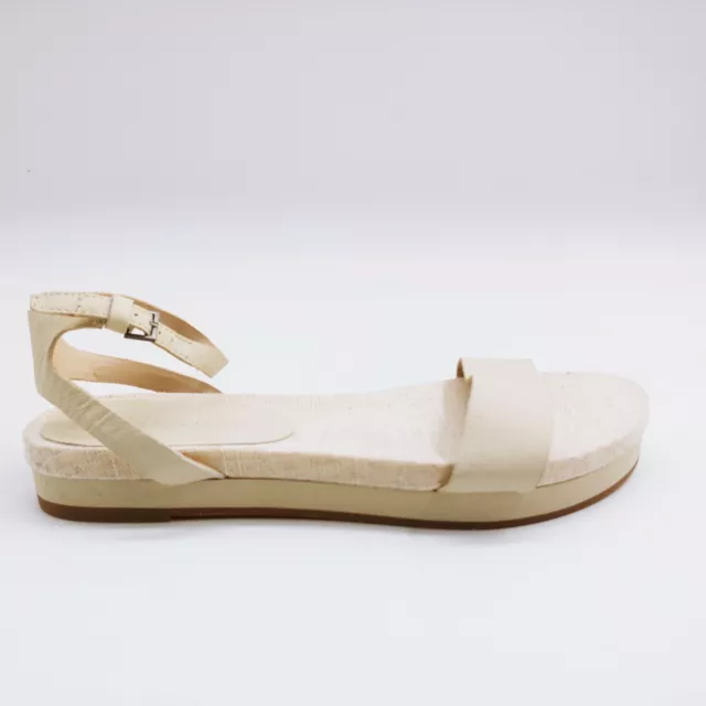 Splendid Womans Flat Ankle Strap Sandal Ivory Leather Cushion Insole Sz 8 M