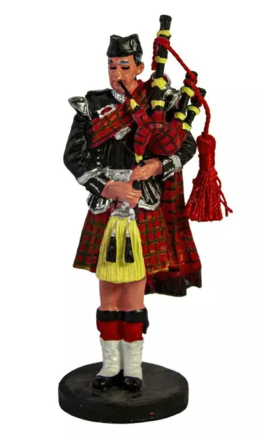 Resin Scottish Piper Figurine in Traditional Regimental Attire With Bagpipes