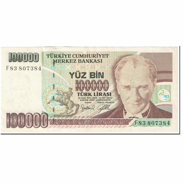 [#603091] Banknote, Turkey, 100,000 Lira, 1997-2001, Undated(1997-2001), KM:206,