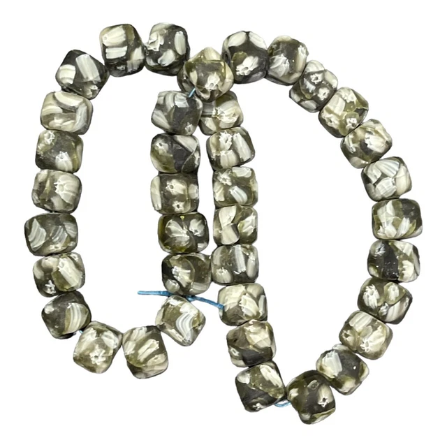 Unique Ancient Antique South Asia Mosaic Glass Beads Strand Jewelry Making