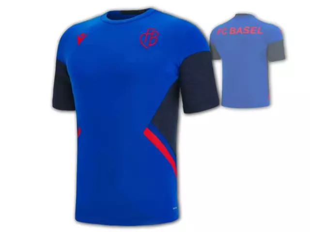 FC Basel Training Jersey 22 23 Bleu Macron Fcb Formation Fan Maillot M - 3XL