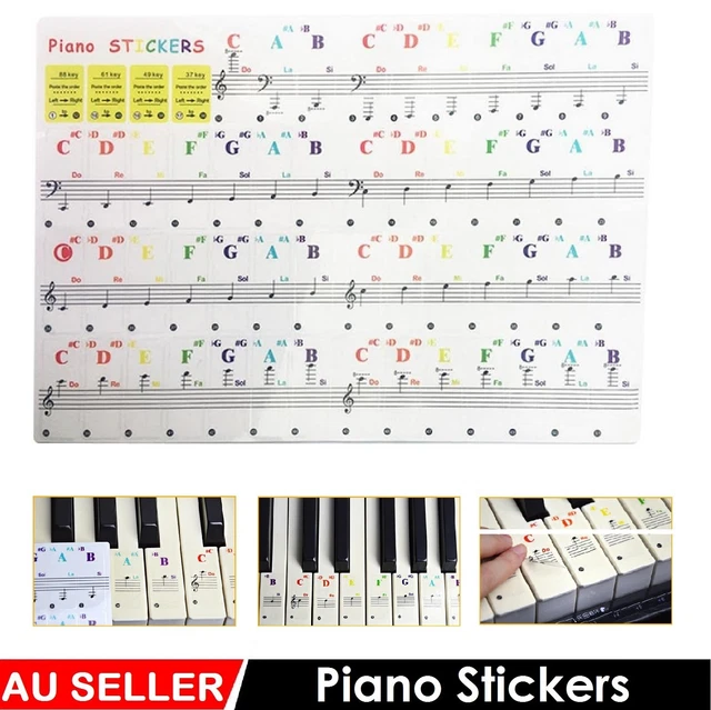 5 in 1 Universal Piano Learner Music Keyboard Sticker 37/49/54/61/88 Key Note AU