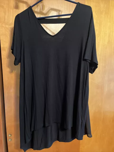 NWOT Lisa Rinna Collection Womens V-Neck Top with Chiffon Back Large A390