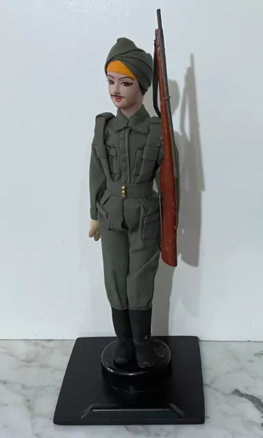 Vintage Indian Doll Depicting A Sikh Soldier - From A Museum Collection- 11" 1/2