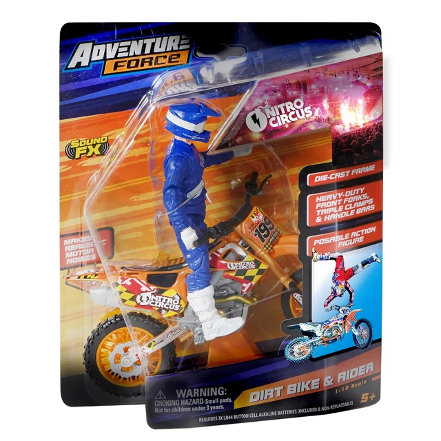 ADVENTURE FORCE NITRO Circus Dirt Bike with Rider Toy,1.12 Replica
