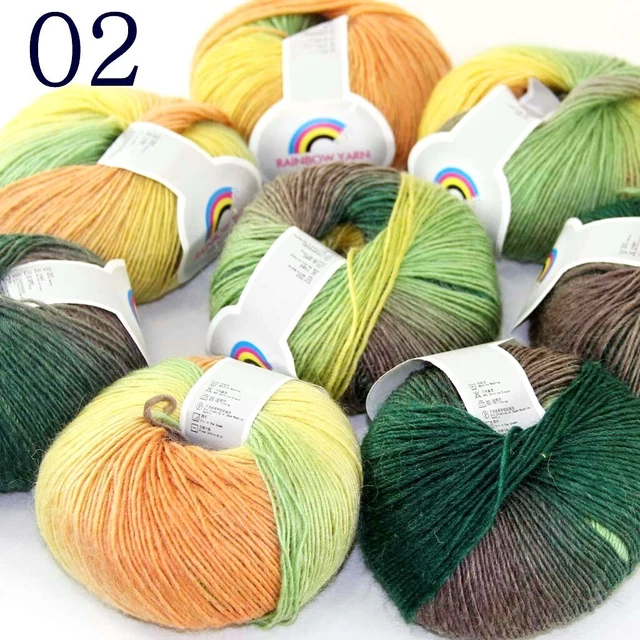 Sale 8BallsX50gr Colorful Rainbow Scarf Sweater Cashmere Wool Rugs Knit Yarn 02