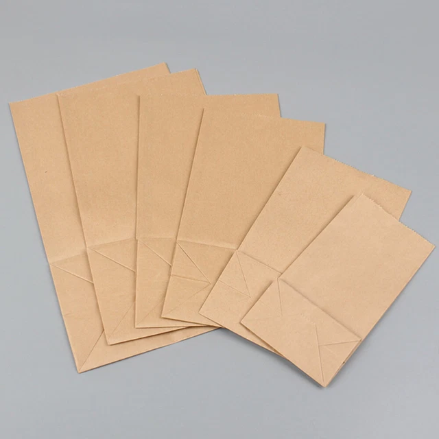 50 PCS Candy Kraft Pouch Treat Candy Bags Cookie Packaging Bags Kraft Paper Bag