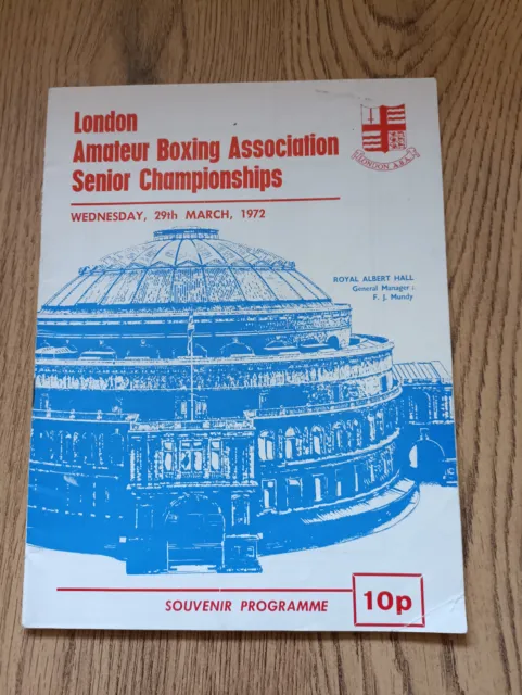 London Amateur Boxing 1972 Senior Championships Programme