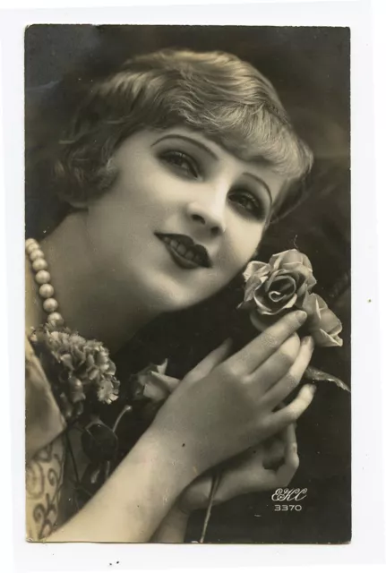 1920s Glamour Pretty Lady FLAPPER BEAUTY French Deco tinted photo postcard