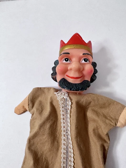 Vintage King puppet Vinyl Head Cloth Body 11” Tall Mr Rogers King Lookalike