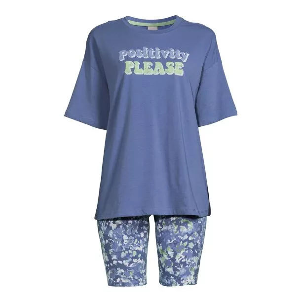 Secret Treasures Womens Size S (4-6) Blue 2-Piece Bike Shorts Pajama Set NEW