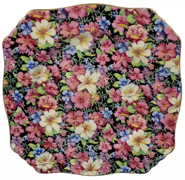 Royal Winton Florence Chintz Square Salad Plate 7 3/4" Vintage