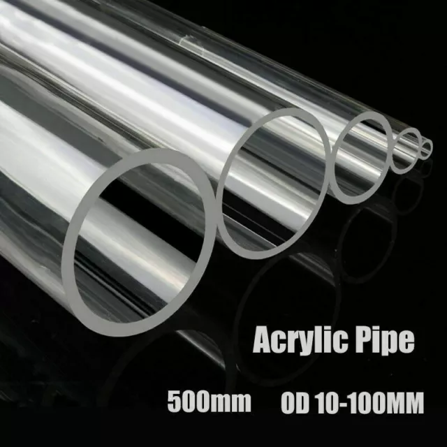 500mm High Transparency Acrylic Tube Clear Pipe Wall 2-5mm OD.15-60mm DIY TRIM