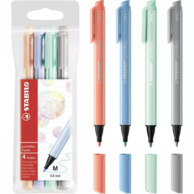 Nylon Tip Writing Pen - STABILO pointMax - Wallet of 12 - Assorted Colors