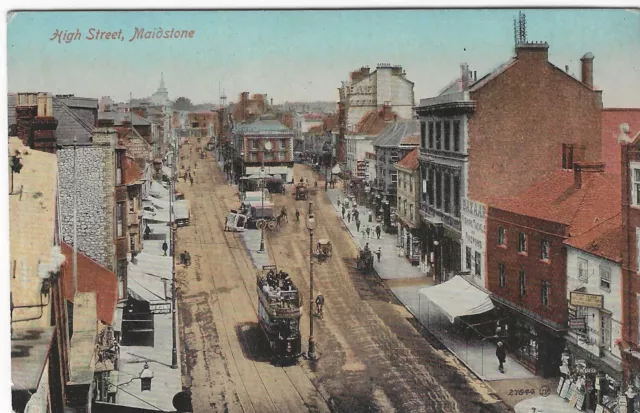 HIGH STREET, MAIDSTONE, KENT (COLOUR PRINTED POSTCARD) c1910