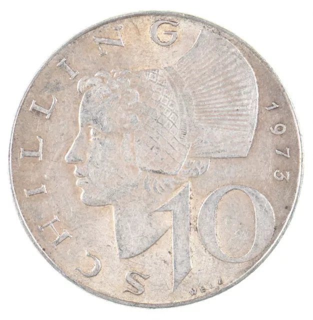 SILVER - WORLD Coin - 1973 Austria 10 Schilling - World Silver Coin *743