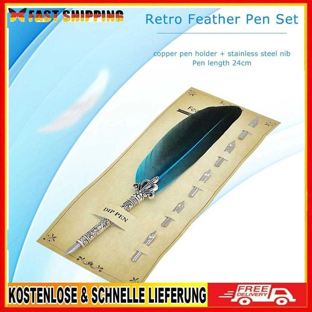 Prosperveil Federhalter mit 5 Kalligraphie-Federn, antike Schreibfeder, Federhal