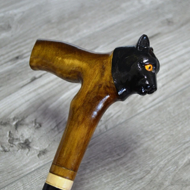 Bastone da passeggio in canna Legno intagliato a mano - Pantera Nuovo /...