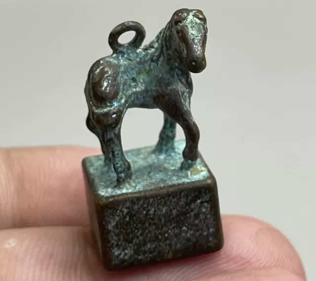 super rare ancient roman bronze hare/horse  seal stamp statue