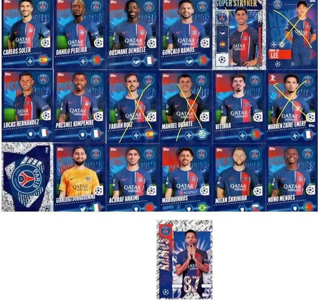 TOPPS UEFA CHAMPIONS League 2023/2024 Sticker All 19 Paris Saint