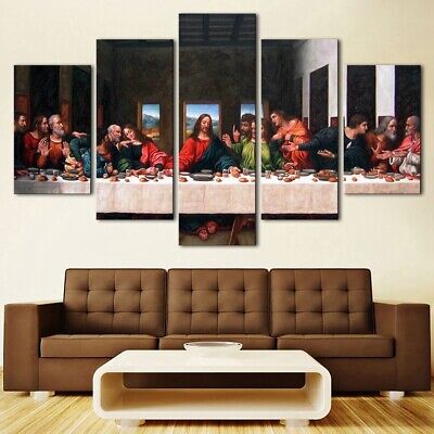 The Last Supper 5 Panel Canvas Print Wall Art Poster Home Decoration
