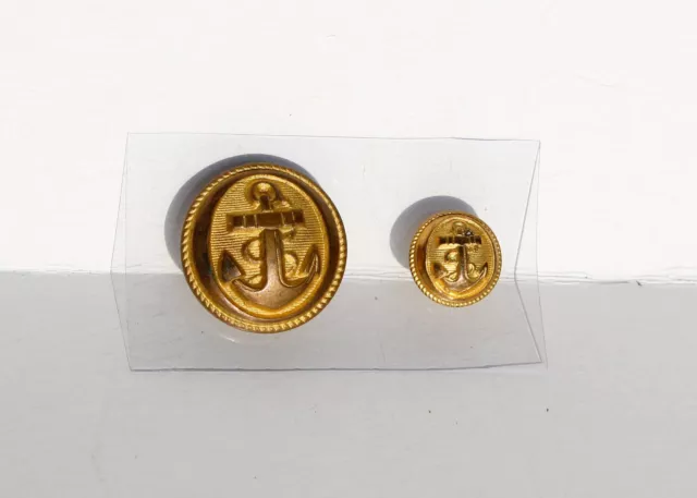 LOT 2 BOUTON UNIFORME ANCIEN - MILITAIRE MARINE ARMEE NAVAL ANCRE OVALE  12,21mm