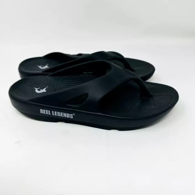 REEL LEGENDS FLIP Flops Thong Sandals Shoes Womens Sz 10 Molded Rubber Black  £20.81 - PicClick UK