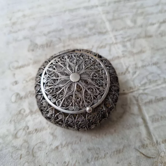 BOITE A PILULE en ARGENT Filigrané Ancienne Filigree SILVER PILLBOX