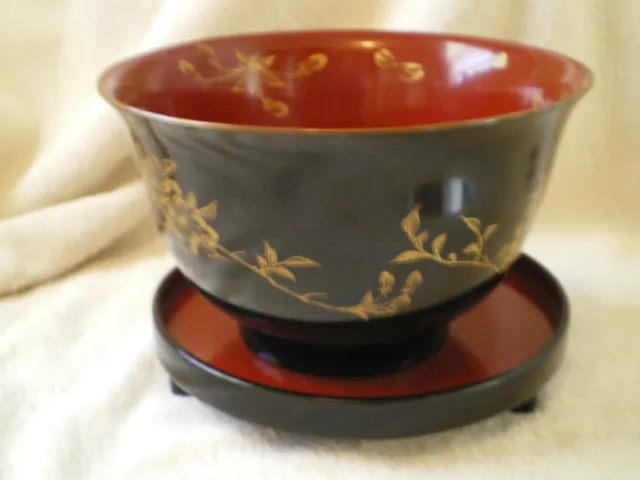 Vintage Lacquered Bowl w/Footed Underplate