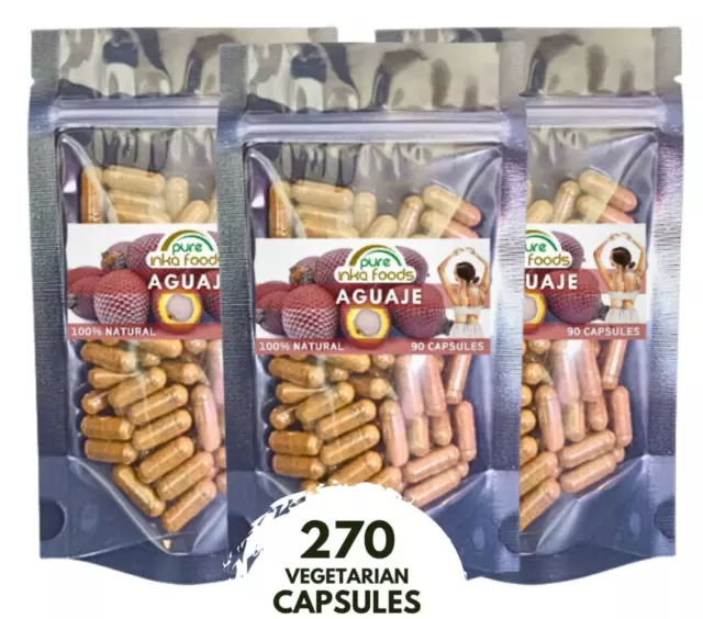 Aguaje Capsulas - 270 Vegetarian Capsules - Curvy Fruit - FREE Shipping