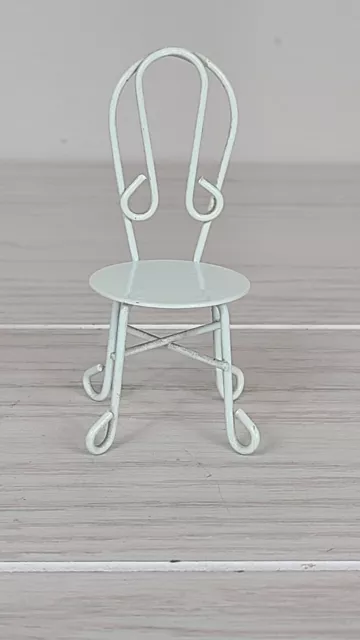 Vtg Dollhouse Miniature Metal Ice Cream Parlor Chair White Patio Vtg Dollhouse Miniature Metal Ice Cream Parlor Chair White Patio