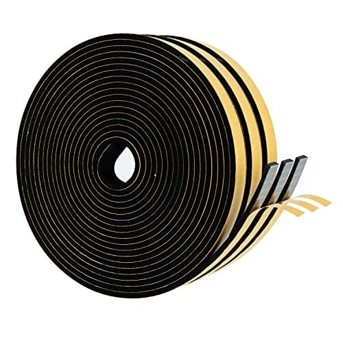 Rollo de cinta para puerta de limpieza de espuma de alta densidad (negro 1/4 en 1/8 en 50 pies)
