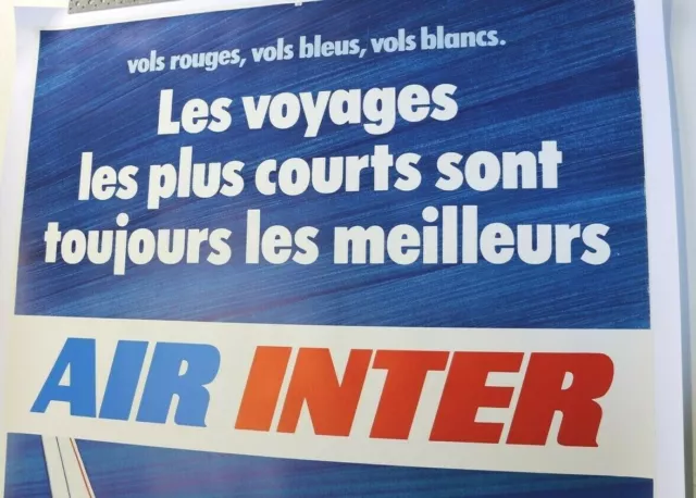 AFFICHE ANCIENNE AIR INTER FRANCE DASSAULT MERCURE 1973 1980 avion aviation 2