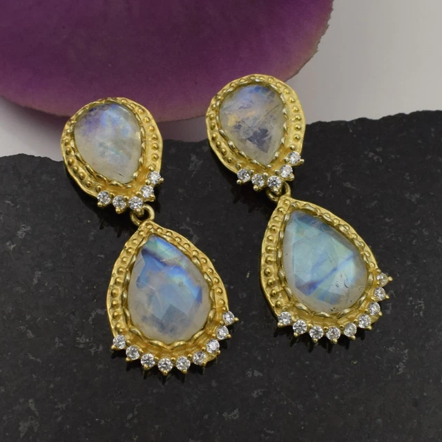 Un Paio Di Pendenti Orecchini Con Perline Turchesi A Goccia Fatte A Mano Con Ganci In Argento Massiccio 925. - Italia - Foto 7